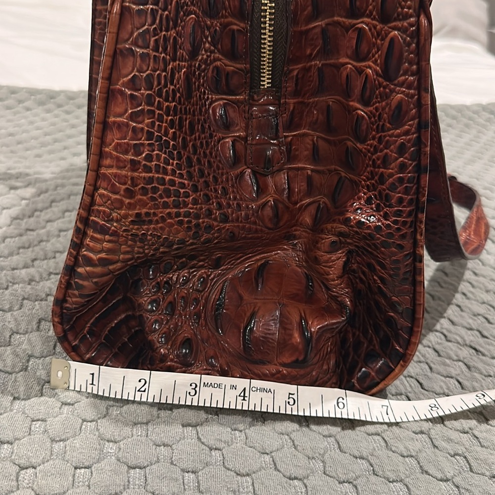 Brahmin Brown Crocodile Embossed Satchel with Gold Accents - Picture 15 of 16
